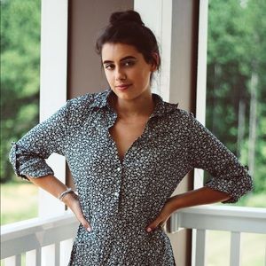 lightweight black and white floral print dress